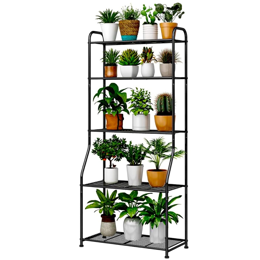 Plant Stand 5-Tier Plant Shelf Stand, Black